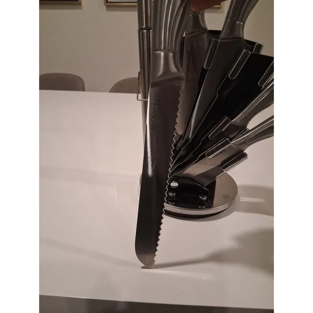 Nnuowa 8-Piece Stainless Steel Kitchen Knife Set w/ Rotating Acrylic Stand |...